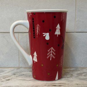 Starbucks 16oz. Tall Coffee Mug Red Gnomes Foxes Christmas Holiday 2019